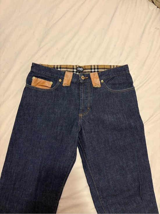 Dolce & Gabbana Other - Dolce & Gabbana Men's Dark Blue Denim Jeans with Brown Leather Trim